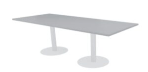 REU.R19 - Mesa de reunión rectangular operativa con pies metálicos con peana redonda.