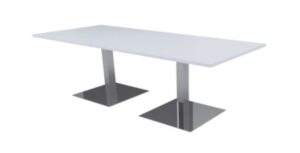 REU.RC19 - Mesa de reunión rectangular operativa con pie metálico con peana cuadrada.